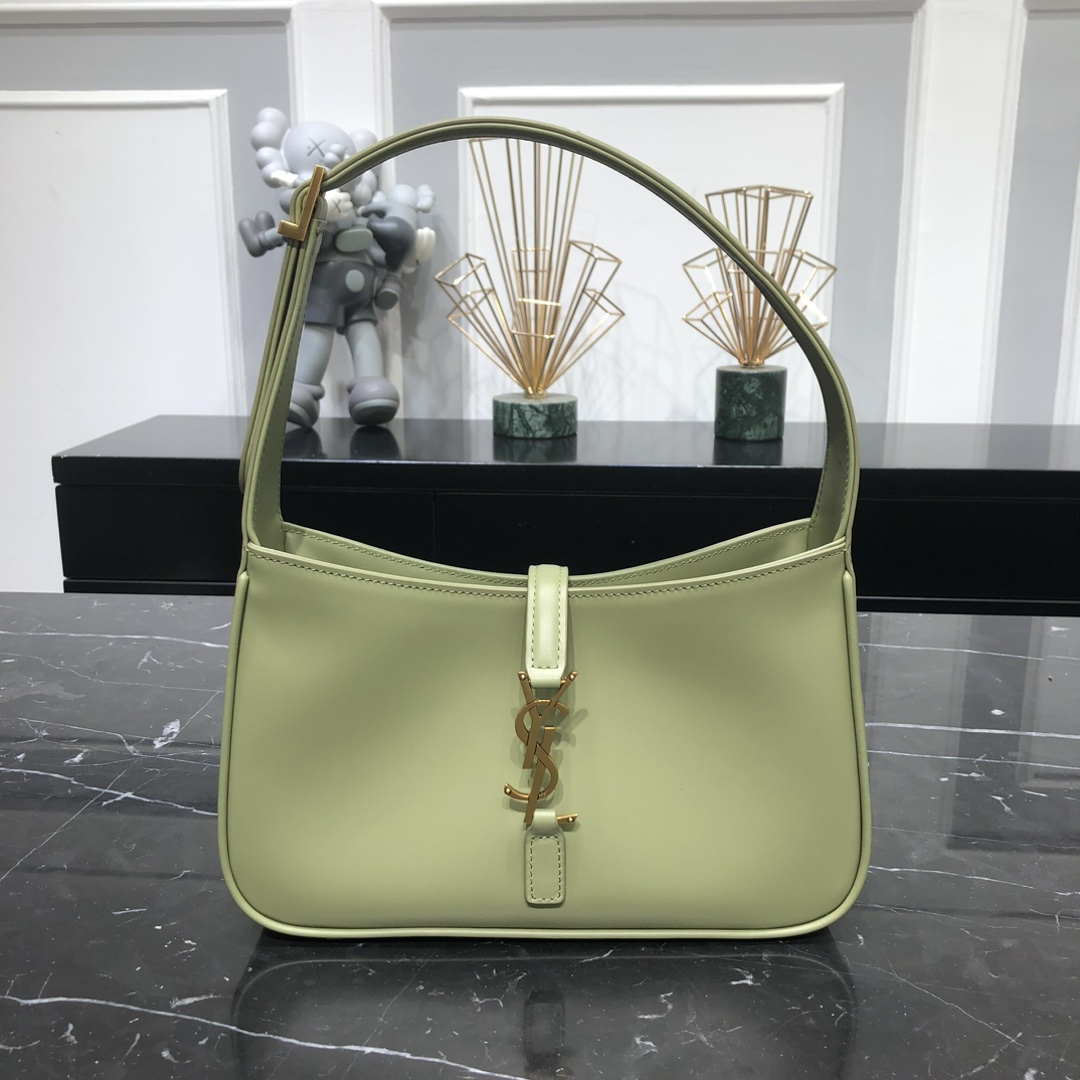 Saint Laurent LE 5 A 7 Smooth Calfskin Shoulder Bag Handbag Light Green 657228